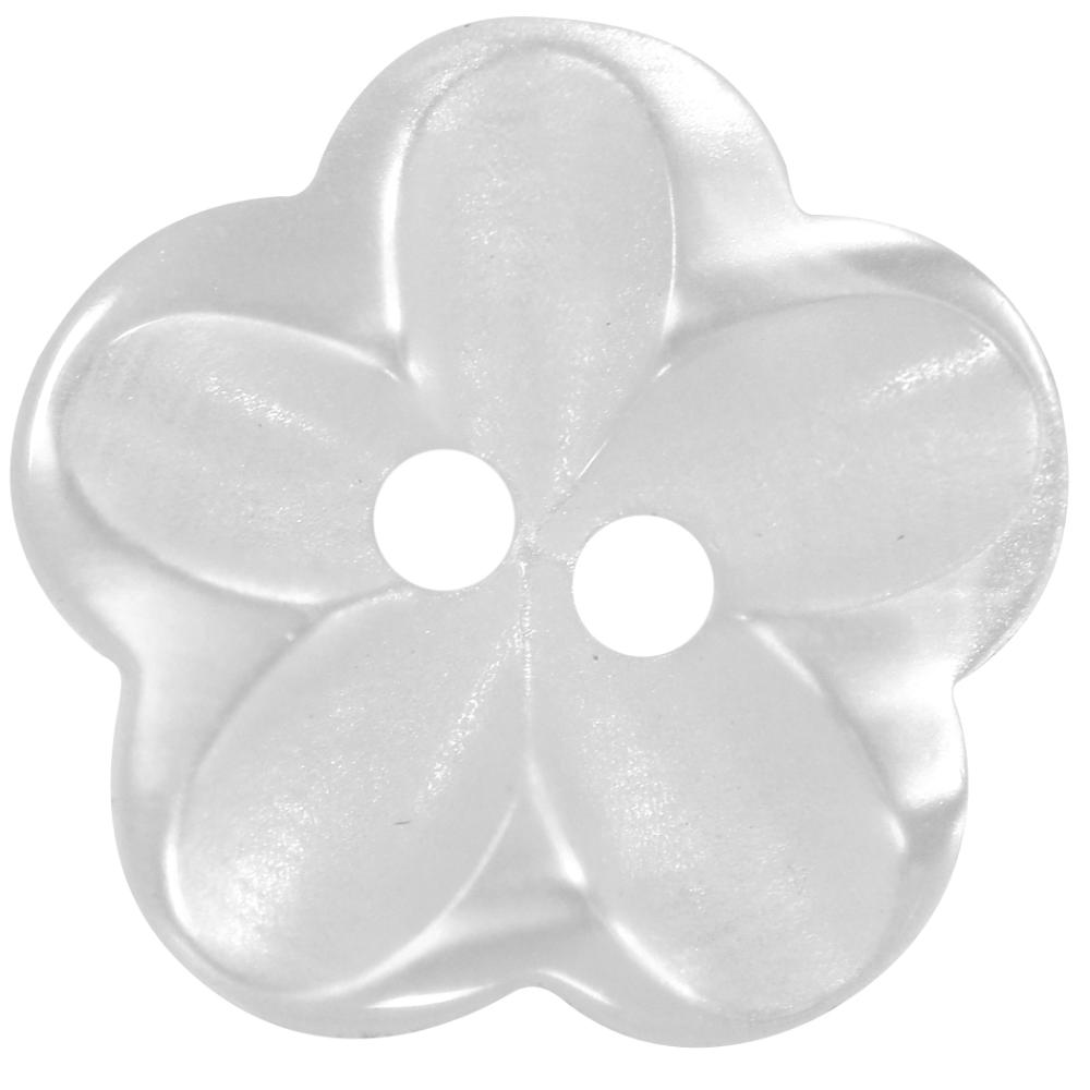 ELAN 2 Hole Button - 18mm (3/4) -  White - Pearl Flower -  3 count