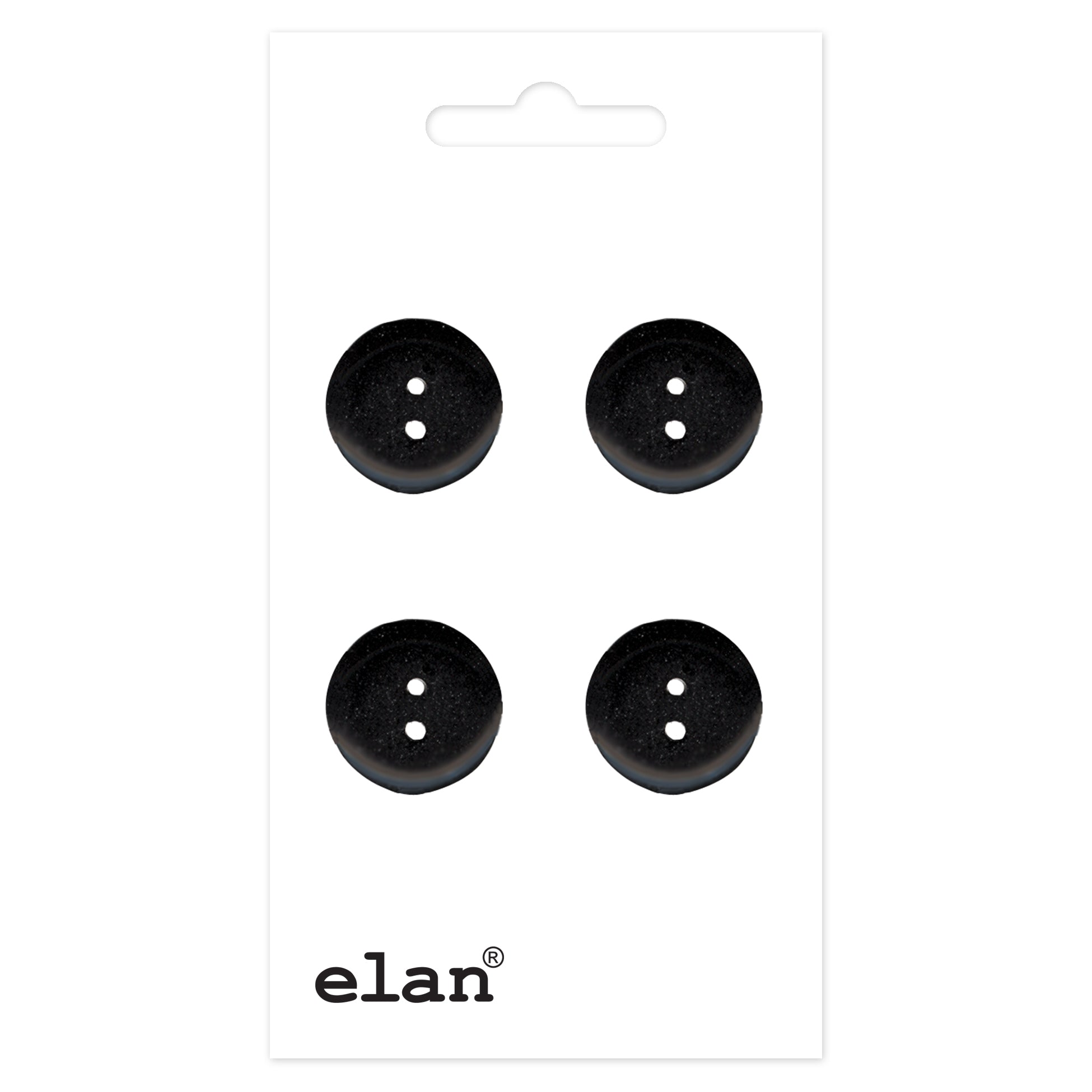 Elan 2 Hole Button  - 14mm (9/16″) - Black - 4 count