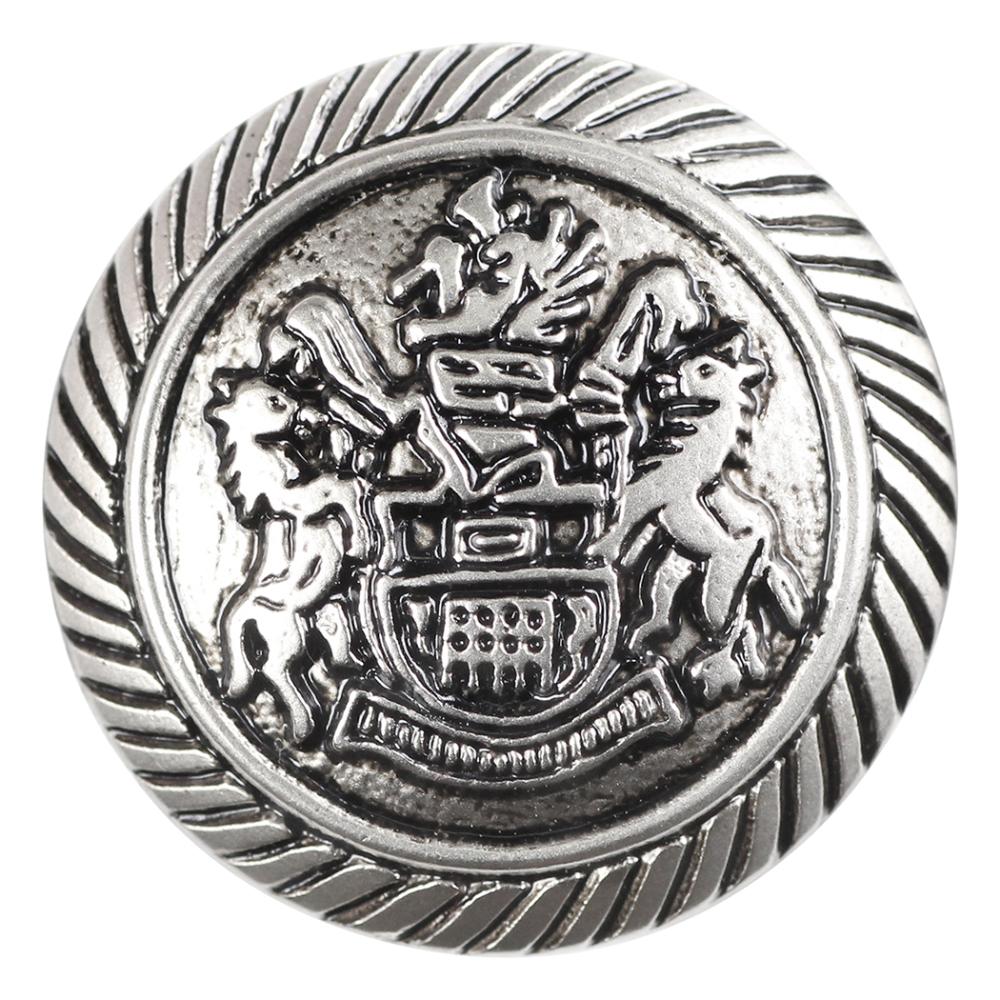ELAN Novelty Shank Button - Antique Silver - Coat of Arms