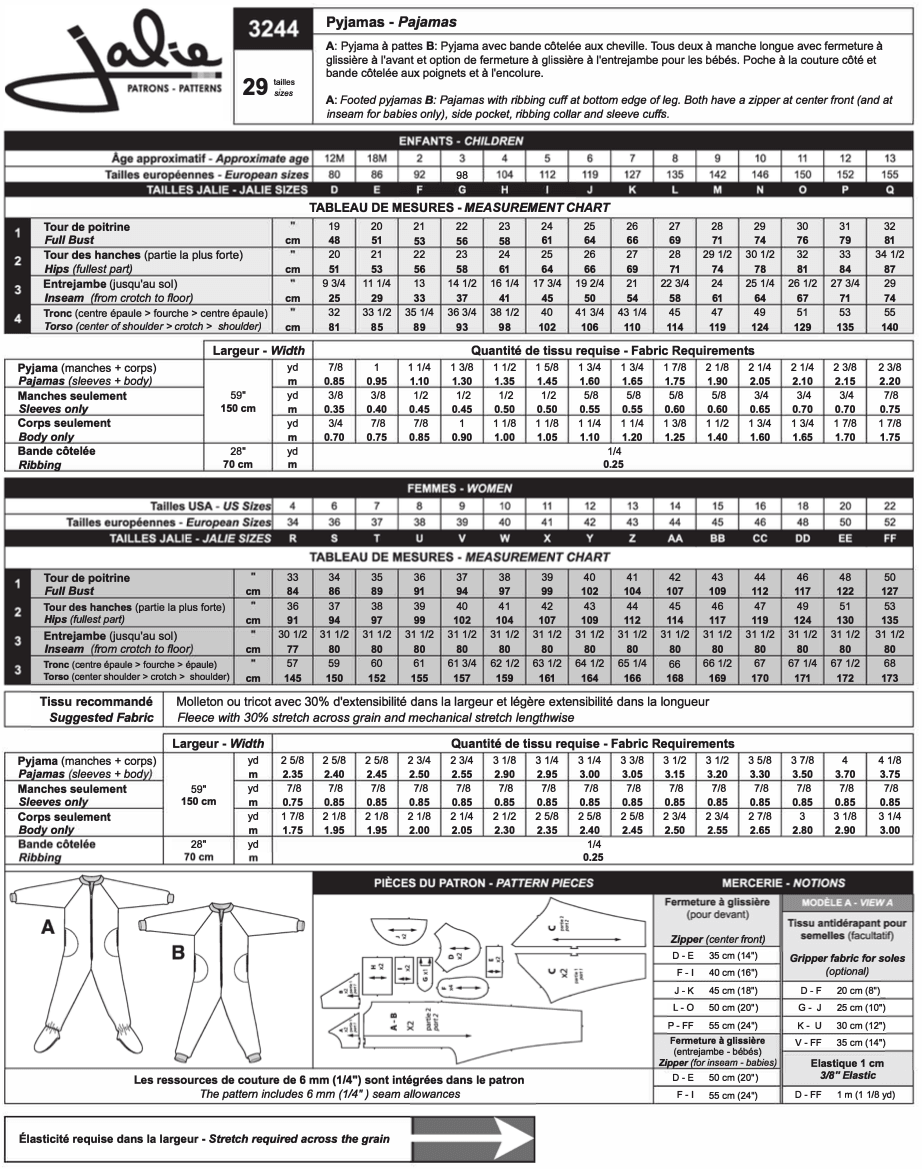 JALIE Footed Pyjamas Pattern (#3244)