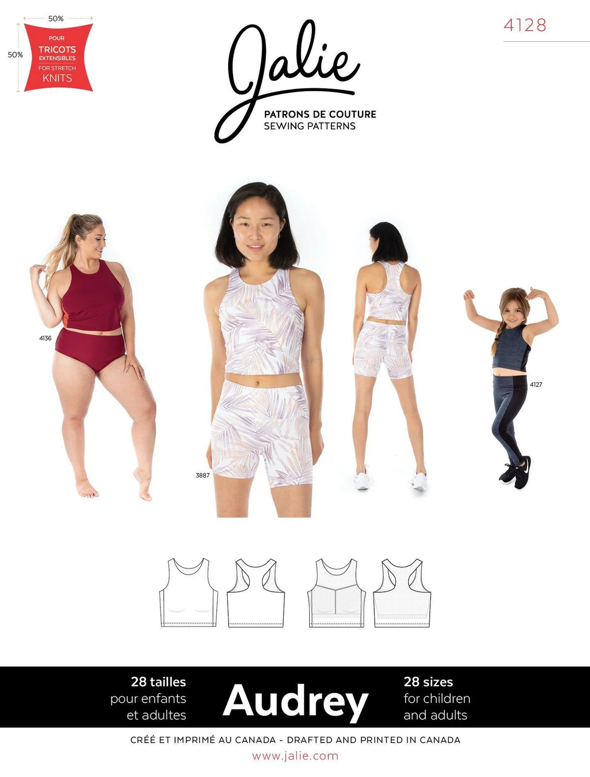 JALIE Audrey Cropped Workout Top Pattern (#4128)