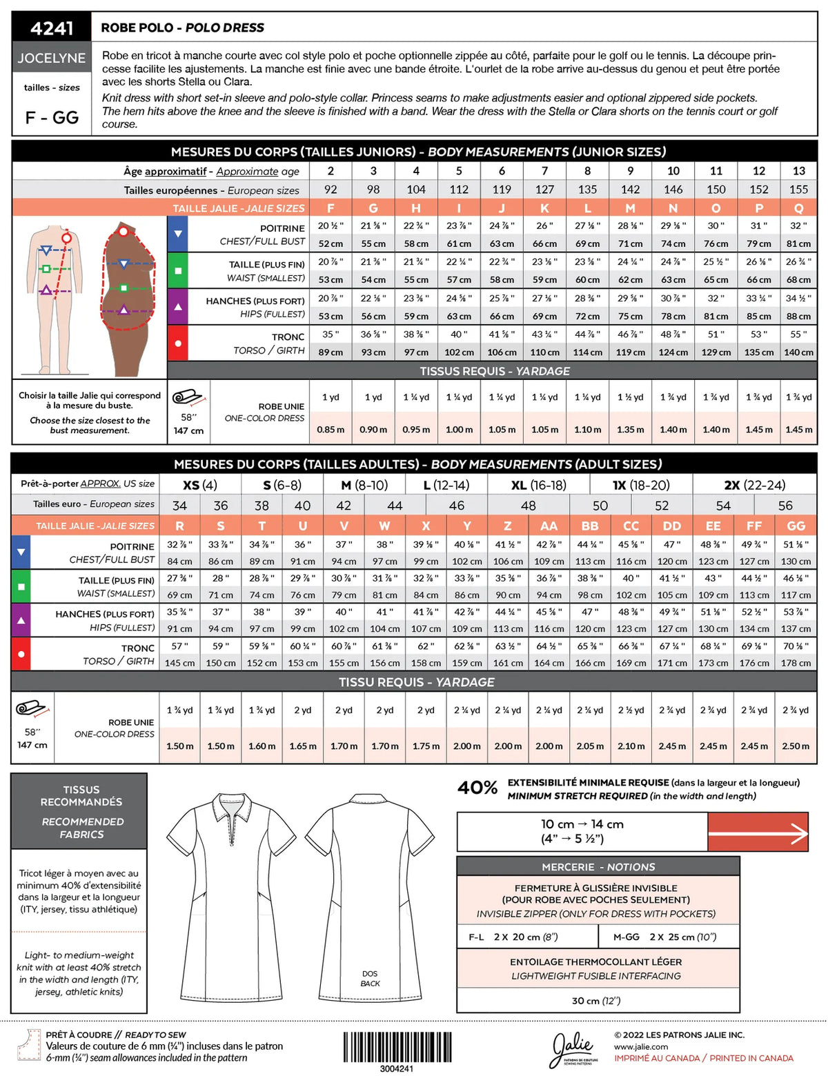 JALIE Jocelyne Polo Dress Pattern (#4241)