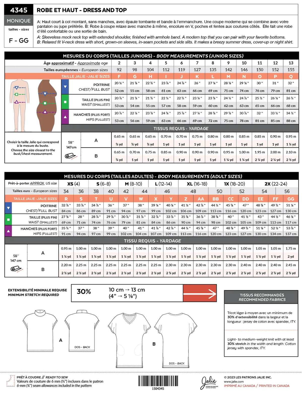 JALIE Monique Dress & Top Pattern (#4345)
