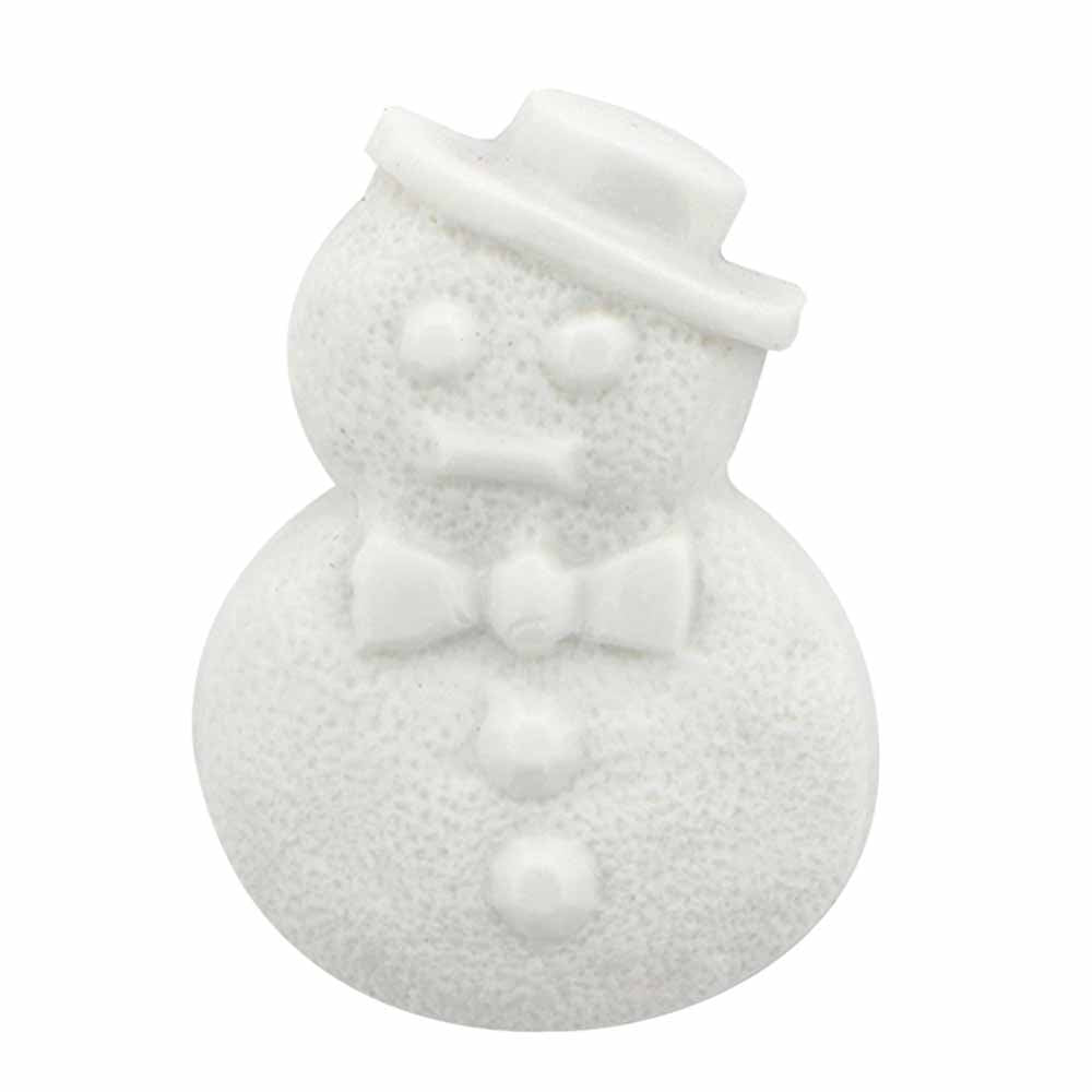 CIRQYE Novelty Shank Button - White  - 28mm (1 1/8″) - Snowman - 2 count