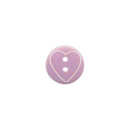 ELAN Novelty 2-Hole Button - Mauve - 13mm (1⁄2″) - Heart - 4 count