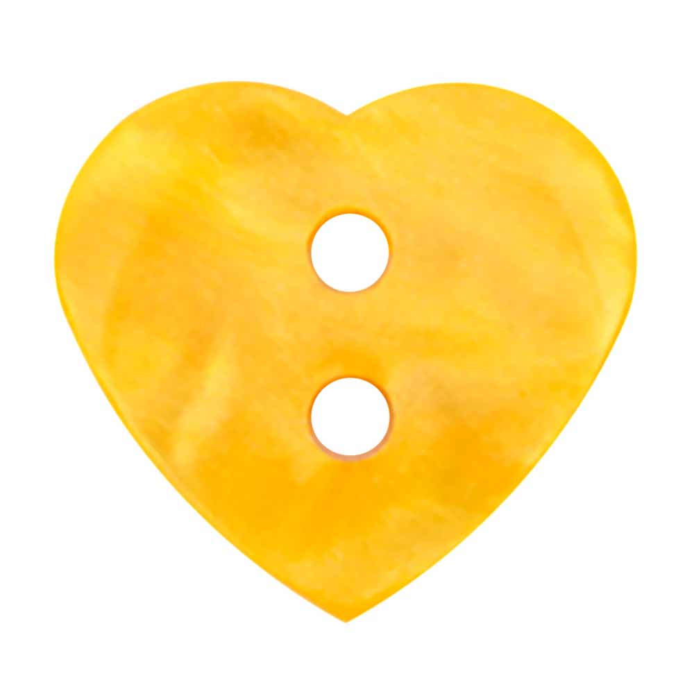 ELAN Novelty 2-Hole Button - Yellow - 15mm (5⁄8″) - Heart - 3 count