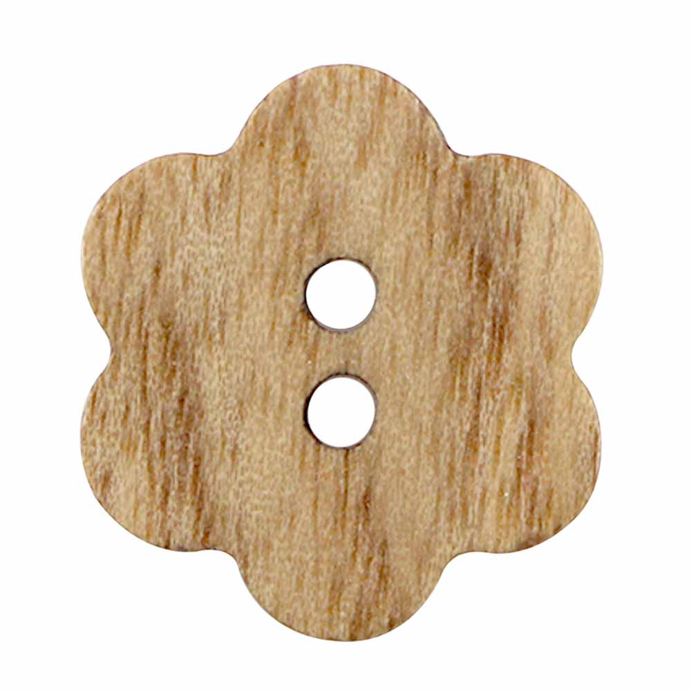ELAN Novelty 2-Hole Button - Burnt Wood - 22mm (7⁄8″) - Flower - 2 count