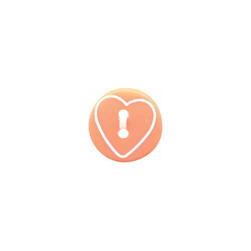 ELAN Novelty 2-Hole Button - Peach - 13mm (1⁄2″) - Heart - 4 count