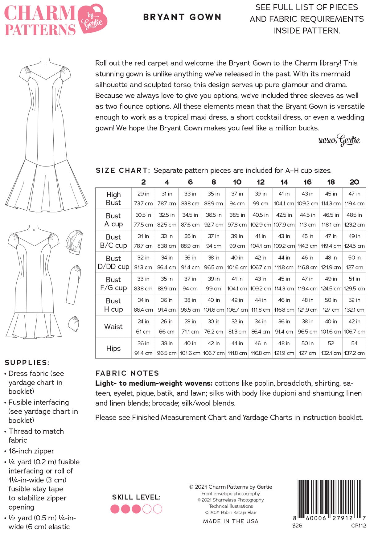 CHARM Bryant Gown Pattern