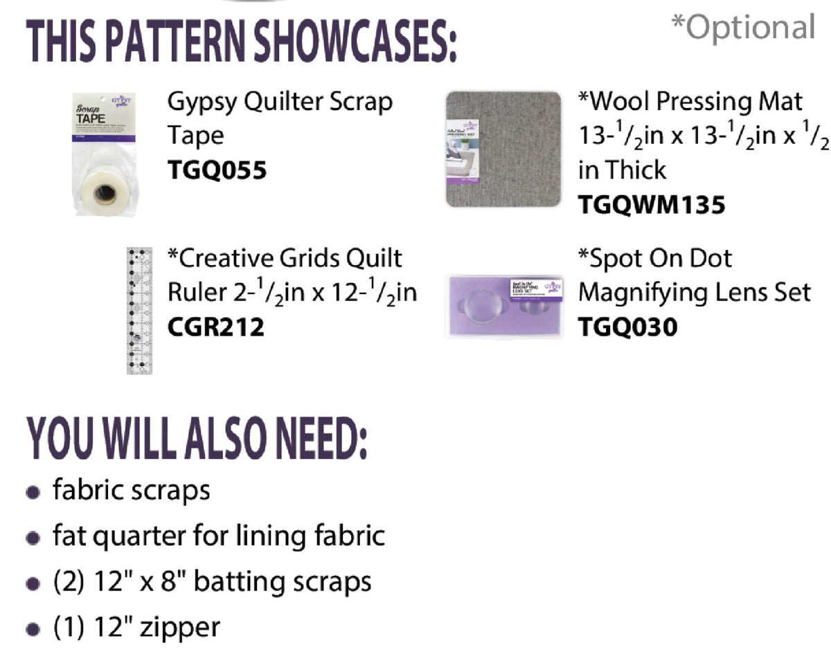CUT LOOSE "Scrap Tape Zip Pouch" Pattern