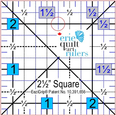 ERIE QUILT ART Non-Slip Quilting Ruler, 2.5" x 2.5"
