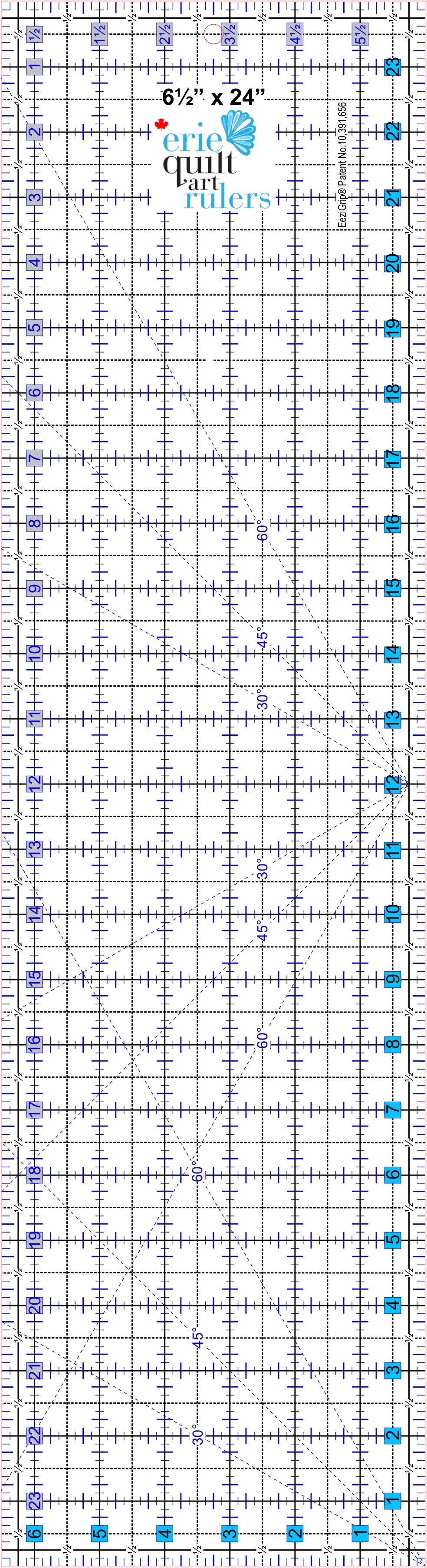 ERIE QUILT ART Non-Slip Quilting Ruler, 6.5" x 24"