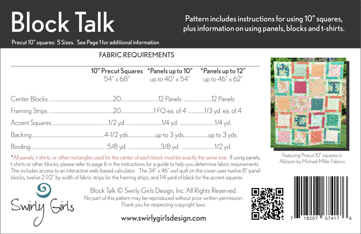 SWIRLY GIRLS "Block Talk" Quilt Pattern